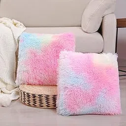 Cozyert Fur Cushion Pillow Covers Pack of 2 (16x16, Multicolor), 250 TC-picture-21