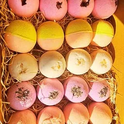 Aaranyam | Bath Bomb - Rose, Lavender, Pink Salt, Oats, Citurs |Refreshing hot water bath hydrating moisturizing enchanting Fizzy Aromatic Bath Bomb (75 g) each - Pack of 20 Gift for women - men image 1