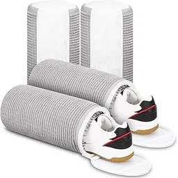 2 Pcs Shoe Washing Machine Bag, Laundry Shoe Bag for Washer and Dryer, Reusable Zipper Shoe Mesh Cleaning Bag Fluffy Fiber Inside with Insole and Shoe Lace Pocket (Grey)-image-39