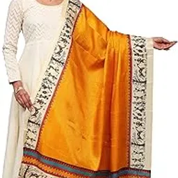 exotic india Art Silk Dupatta with Warli Art Print Border - Art Silk-picture-29