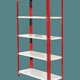 S. K. MODERN ART Metal Slotted Angle Rack/Storage Rack/Book Rack (15" X 36" X 72", White & Red Powder Coated)-picture-16