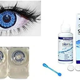 Brown and Dark Blue MD Sparkle 2 Pairs of Monthly Color Contact Lens With Case, Lens Holder and 60 ML Solution-image-52