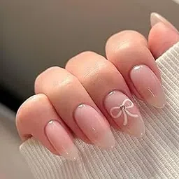 HAPPY FINGERS Artificial Nails - Pack of 12 Almond Shape Handmade Press-On With White Bow for Women & Girls | Reusable, Pre-Designed Nails | Perfect Decorative Fake Nails for Girls (Petal Pink)-picture-45