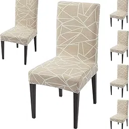 HOKIPO 140gsm PolySpandex Chair Cover Set of 6, Beige Abstract Geometry (AR-4943-C3*6)-picture-23