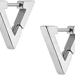 fimbul Black Flat Open Triangle Hinged Huggie Hinged Hoop Earrings - For Men-picture-23