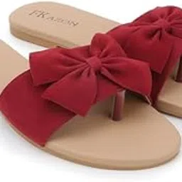 Women's Bow Toe Ring Flats – Stylish & Comfortable Slipers||FK_01_RED_A26_39-picture-26