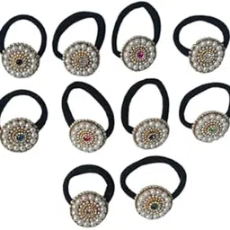 dress to match Charming Stylish Beads Kundan Hair Band Pack of 5 - Assorted-picture-21