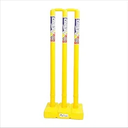 ARTINO Plastic Cricket Wicket Set Yellow Unbreakable Stump, 3 Wickets,1 Base, 2 Bails-picture-27