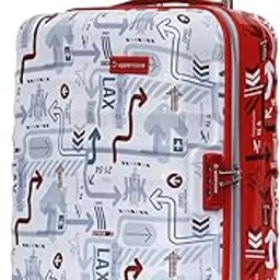 JFK Duo (Small) 56cms | Hardsided Cabin Trolley Bag for Travel |Polycarbonate Printed Luggage |Combination Lock|8 Spinner Wheel Suitcase for Men & Women | Dual Tone (White & Red)-image-27