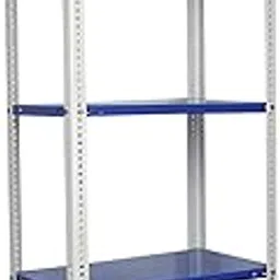 Mil-Nil Prime CRC Sheet 5 Shelf Multipurpose Slotted Angle Rack, 72 x 24 x 15 Inch, 24 Gauge [(Blue-White) Powder Coating] 16 Gauge Angles-image-5
