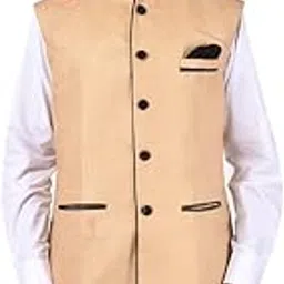 veera paridhaan Men's Jute Beige Solid Pattern Jacket-picture-32