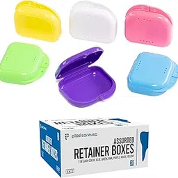 Assorted Retainer Case Box of 12 Individually Sealed, Dental Storage Container for Aligners, Mouth Guards - Yellow, White, Pink, Green, Purple, Blue-picture-35