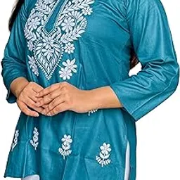 navika Short Chikankari Kurti (Rayon) image 1