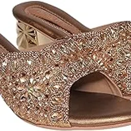 haute walk Wedding Sandals for Women Bridal Heels | Stylish PU Wedges Heels with Soft Foam Cushion | Comfortable Party & Ethnic Wear Heels for Brides-picture-36