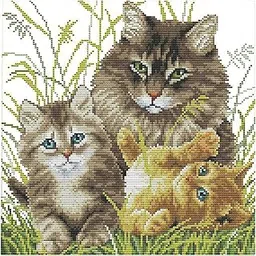 LOOM TREE DIY Needlwork Stamped Cross Stitch Embroidery Kit - Cat Pattern 14CT 34x34cm Needlecrafts & Yarn | Embroidery & Cross Stitch | Hand Embroidery Kits | Cross Stitch Kits-image-53