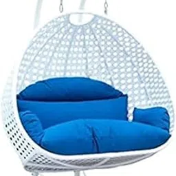 ANANTDRISHTI Big White Swing Chair with Stand & Blue Cushion & Hook for Furniture Outdoor/Indoor/Balcony/Garden/Patio-picture-12