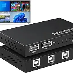 Hilitand USB Synchronous Switch Controller, Fourport Keyboard and Mouse Synchronous Controller, USB 2.0 Sharing Switcher for Windows/Linux/Android/MAC-picture-65