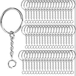 lai lai Metal Split Keychain Ring Parts - 20 Key Chains 25mm with 26mm Chains and 20pcs Open Jump Ring for Craft Key Ring (20)-picture-11