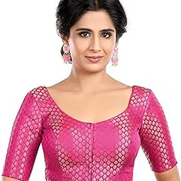 neckbook Women's Brocade Half Sleeves Princess Cut Readymade Saree Blouse-picture-16