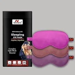 Avirons Sleeping Eye Mask | 100% Mulberry Silk Eye Mask | Super Smooth Sleep Mask and Blind Fold | Fully Adjustable To All Size Heads | Suitable for All Family Members (Pack 3)-image-1