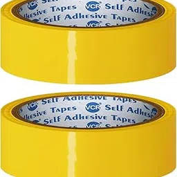 VCR Yellow Color Tape - 50 Meters in Length - 24mm / 1" Width - 02 Rolls Per Pack - BOPP Self Adhesive Tape for Arts and Craft use, Box Packing, Office and Home use-picture-16