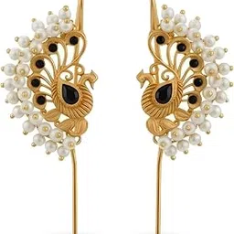 Golden Brass Bugadi Ear Cuff Earrings for Women | Traditional Maharashtrian Style Earrings | Antique Gold Plated Tribal Boho Jewelry | Handmade Designer Earrings-image-10