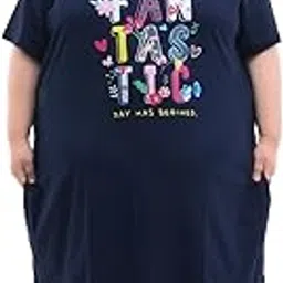 bigtees.in BIGTEES Plus Size Women's Nightshirt | Soft Cotton Sleep Shirt with Short Sleeves|Loose Fit Nightgown for Sleeping & Lounging-picture-26