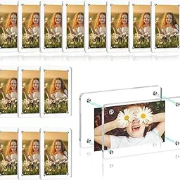 HOME ELEMENTS 4 Pcs Magnetic Acrylic Photo Frames for Refrigerator, Double-Sided Clear Instax Mini Picture Frames, Frameless Transparent Square Frame, Polaroid Magnet Frame, Instant Camera Prints (9 x 6cm)-picture-16