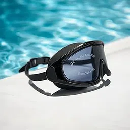 Protoner Kids Swimming Goggles with Wide Lens, Adjustable Straps,(Black)-image-1