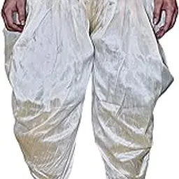 gouri collections Men's Dupion Silk Dhoti || Dupion Silk Cowl Pattern Patiala Style Dhoti Pant with uniform chunnar (drapes) || Ethnic Wear for Festivals, Weddings (GC011)-picture-19