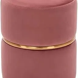 Gift Haven Ottoman Pouffes Sitting Stool for Living Room Velvet Wooden Furniture Puffy Footrest Foot Footrest Seat Pouf for Office Home Decor (Peach) image 1