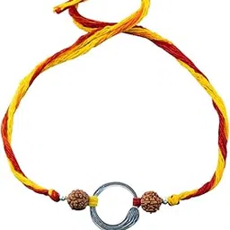 Jewellery 925 Sterling Silver Anugachchhatu Pravaaham Enso Silver Pendant with Rudraksha Moli Rakhi Bracelet for Men and Women (Raksha Bandhan Rakhi for Brother with Roli Chawal)-image-34