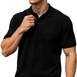 Pure Cotton Half Sleeves Regular Fit Plain Solid Classic Polo Collar T-Shirt for Men & Boys (Color Options- Black, Maroon & Olive)-image-8