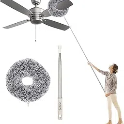 Sellize Microfiber Round Feather Duster with 100 inches Long Extendable Handle | Bendable Head & Flexible Duster for Cleaning Ceiling Fan, Blinds, Furniture & Car (Round Fan Duster)-picture-28