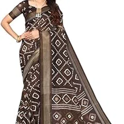 siril Women's Bandhani Printed Jari Patta Cotton Saree with Blouse-picture-68