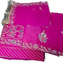 Traditional Rajasthani Lehenga Choli, Pink Cotton Fabric, Embroidered Rajputi Poshak-picture-18