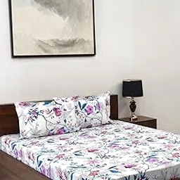 Bombay Dyeing Floral Fiesta 140 TC 100% Cotton Blue Double Size Bedsheet with 2 Pillow Covers-picture-15