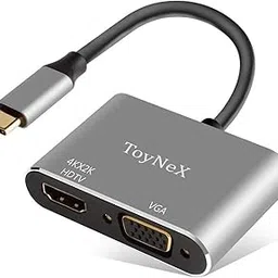 ToyNeX USB C to HDMI+VGA Adapter for Dual Monitor, Type C to HDMI 2 in 1, 4K UHD Graphic Video Converter Compatible with MakBook, AS-US Mak, Pad Air/Pro, Phone 15/16, XPS.(Multicolor).-image-1