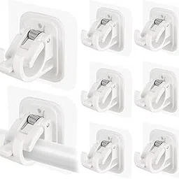 QARB No Drill Curtain Rod Brackets No Drilling Self Adhesive Curtain Rod Holder Hooks Nail Free Adjustable Curtain Rod Hooks Curtain Hangers (10PCS White)-picture-15
