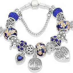 young & forever Charismatic Charms Bracelets for Women Murano Glass Crown and Leaf Charm Bracelet For Girls-picture-38
