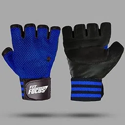 COOL INDIANS Mesh Gym Gloves, Half-Finger Design, Black and Blue, Wrist Support,Adjustable Resistance Levels,Durable (Blue)-image-55