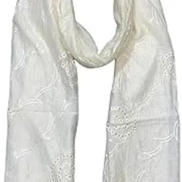 lkc WOMEN'S SEQUENCE EMBROIDERED SELFDESIGN SOFT COTTON CHANDERI DUPATTA-picture-39