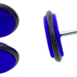 zivom Biker Blue Silicon Pair Pierced Stud Earring For Men Gift-picture-12