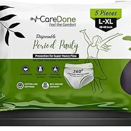 CareDone Disposable Period Panties for Women & Girls | 360° Protection | Soft and Flexible | Overnight Comfort | Protects from Heavy Flow | Rash Free and Toxin Free. (05 Panties (S-M)) White image 1