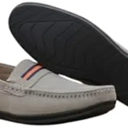 for-b Men's Classic Suede Penny Loafers, Grey with Orange Accent, Lightweight Casual Driving Moccasins, Comfortable Slip-On Dress Shoes for All Seasons || (Fire)-picture-17