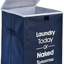 75 Liter Foldable Laundry Basket/Bag for Clothes Organizer |Toy Storage Box with Lid & Handle Collapsible, Toys Organiser, Cloth Storage Basket (Blue, Set of 1)-picture-20