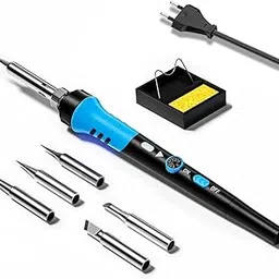 Serplex® Soldering Iron Kit with On/Off Switch, Adjustable Temperature 200 to 450°C, Electric Soldering Kit Set Soldering Iron Tool Set with 5 Tips for Electronics Repairing, DIY Electronics Assemble image 1