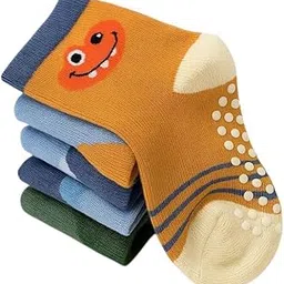 khillayox Soft Cotton Anti Slip Socks for Kids Set of 5 | Non Skid Baby Grip Socks for Infants, Toddlers, Boys & Girls-picture-52