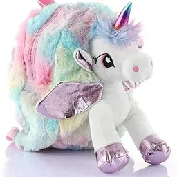 festiko Unicorn Soft Fur Bag for Kids, Unicorn Mini Backpack for Girls, Birthday Gift for Girls, School & Picnic Bag For Girls-picture-53