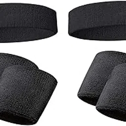 SUPRO Men & Women Head & Wrist Band, Sports Headbands for Men, Workout Accessories, Sweat Band, Sweat Wicking Head & Wrist Band Running Gym,Unisex Hair Band Black Color. (Pair of 2)-picture-12